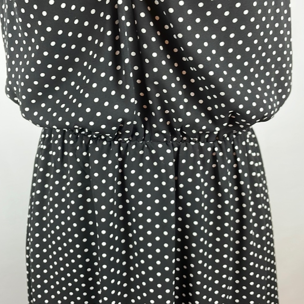 Express Black w/White Polka Dot Blousy Halter Dress w/Keyholes - Size Small - Picture 4 of 16